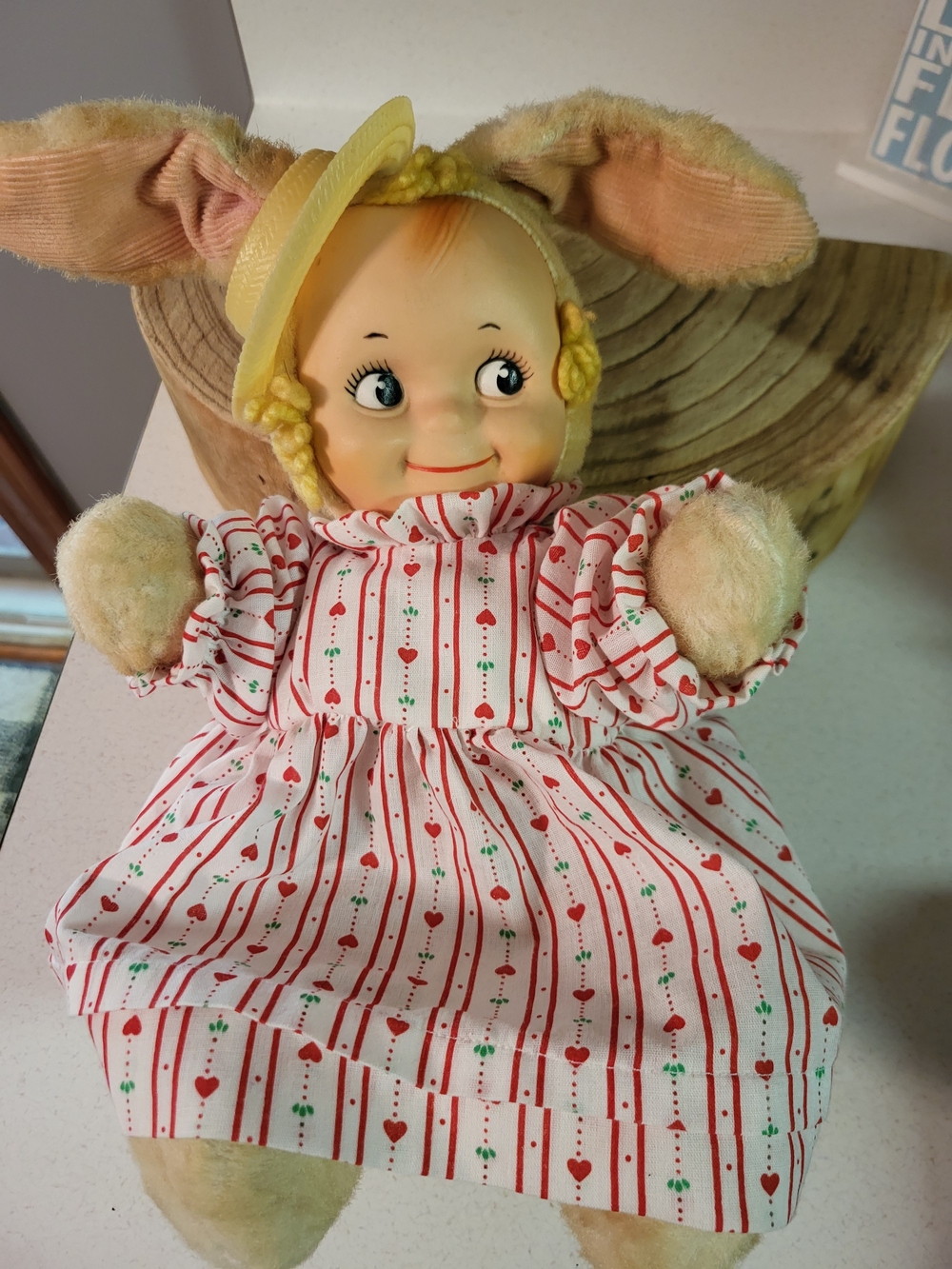 Kewpie Bunny Kuddles with hat Knickerbocker Rubber Face Adorable